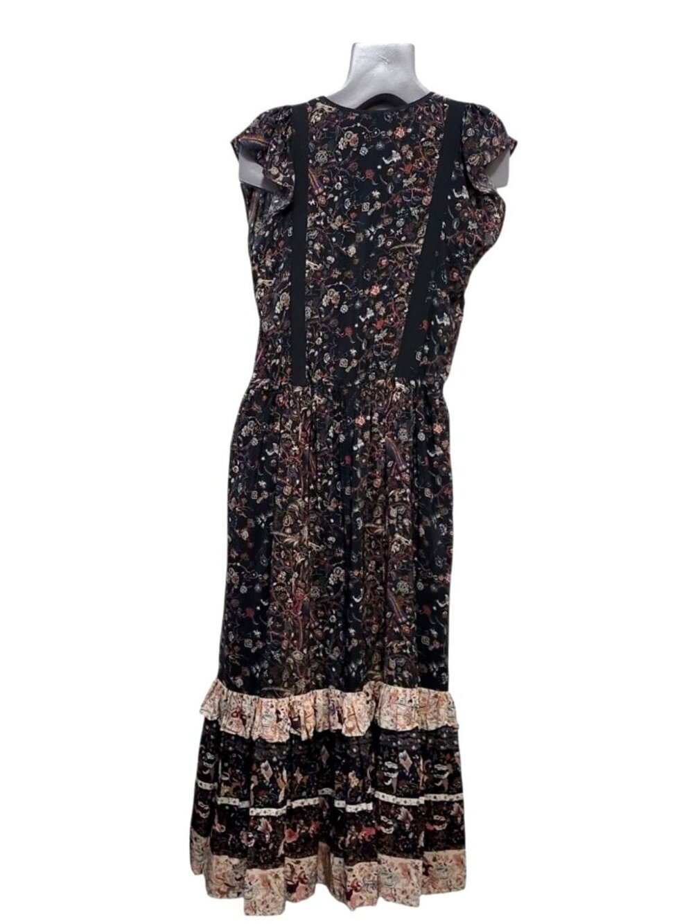 Ulla Johnson Zanna Silk Dress MIdnight Floral Ruffle Midi - Picture 8 of 15